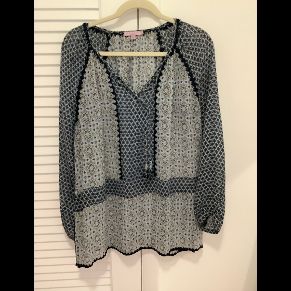 Calypso silk chiffon l/s tunic